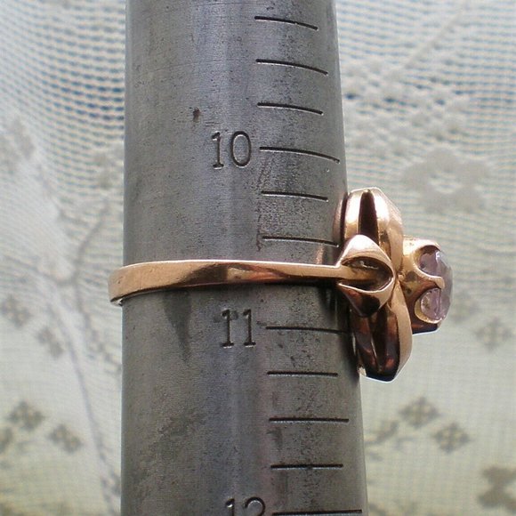 Vintage Original Russian Russia 14K 583 Rose Pink Gold Pink Purple Corundum RING - Picture 8 of 8